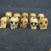 Lot of 5 Vintage Bone Rosary Skull Beads