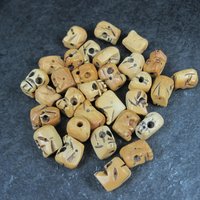 Lot of 5 Vintage Bone Rosary Skull Beads