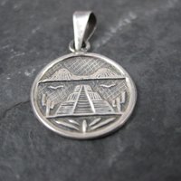 Small Vintage Mayan Temple Pendant Mexican Silver 925 Sterling