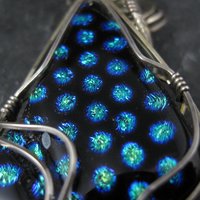 Vintage Wire Wrapped Sterling Dichroic Glass Pendant