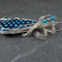Vintage Wire Wrapped Sterling Dichroic Glass Pendant
