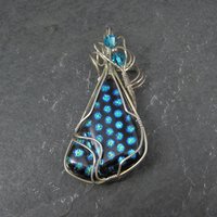 Vintage Wire Wrapped Sterling Dichroic Glass Pendant