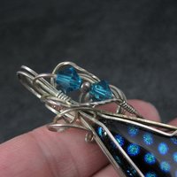 Vintage Wire Wrapped Sterling Dichroic Glass Pendant