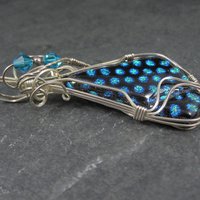 Vintage Wire Wrapped Sterling Dichroic Glass Pendant