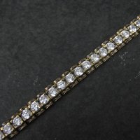 Vintage Vermeil Sterling Cz Tennis Bracelet 7 Inches