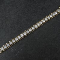 Vintage Vermeil Sterling Cz Tennis Bracelet 7 Inches