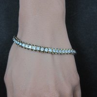 Vintage Vermeil Sterling Cz Tennis Bracelet 7 Inches