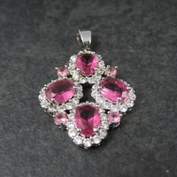 Estate Sterling Silver Pink Cz Pendant
