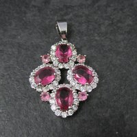 Estate Sterling Silver Pink Cz Pendant