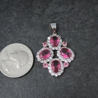 Estate Sterling Silver Pink Cz Pendant
