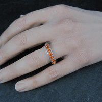 Sterling Silver Orange Garnet Band Ring Size 7