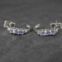 Dainty 10K White Gold Tanzanite Earrings