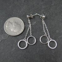 Long Sterling Silver Circle Earrings