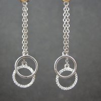 Long Sterling Silver Circle Earrings