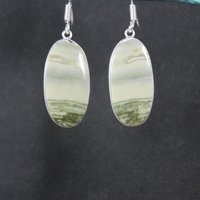 Simple Green Jasper Earrings Sterling Silver