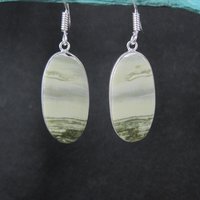 Simple Green Jasper Earrings Sterling Silver