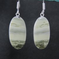 Simple Green Jasper Earrings Sterling Silver