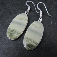 Simple Green Jasper Earrings Sterling Silver