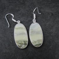 Simple Green Jasper Earrings Sterling Silver