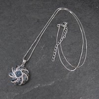 Estate Blue Diamond Pendant Necklace Sterling Silver .25 Ctw
