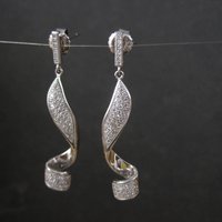 Long Sterling Silver Cz Cocktail Earrings 1.75"