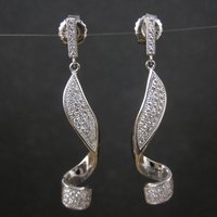 Long Sterling Silver Cz Cocktail Earrings 1.75"