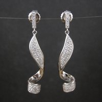 Long Sterling Silver Cz Cocktail Earrings 1.75"