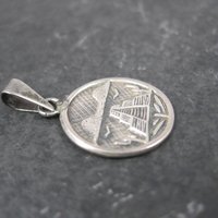 Small Vintage Mayan Temple Pendant Mexican Silver 925 Sterling