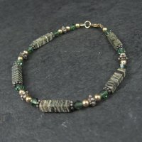 14K Green Jasper Crystal Bracelet 7 Inches