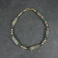 14K Green Jasper Crystal Bracelet 7 Inches