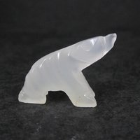 Small Carved Vintage White Onyx Spirit Bear Figurine