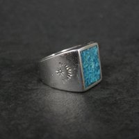 Southwestern Vintage Crushed Turquoise Inlay Ring Size 10