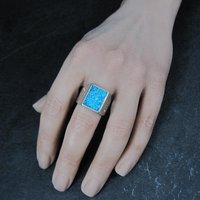 Southwestern Vintage Crushed Turquoise Inlay Ring Size 10