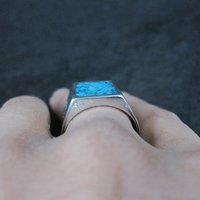 Southwestern Vintage Crushed Turquoise Inlay Ring Size 10