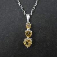 Citrine Heart Pendant Sterling Silver Estate Jewelry