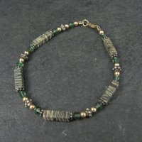 14K Green Jasper Crystal Bracelet 7 Inches