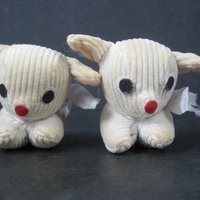 Vintage 2 Tiny Corduroy Lambs Cotton & Cellulose