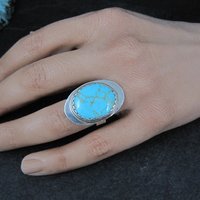 Vintage Navajo Sterling Turquoise Ring Size 6.5