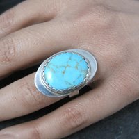 Vintage Navajo Sterling Turquoise Ring Size 6.5