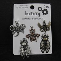 Set of 5 Steampunk Insect Charms By Bead Landing