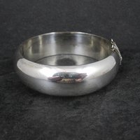 Vintage 1" Sterling Silver Bangle Bracelet 7 Inches Mexican Silver
