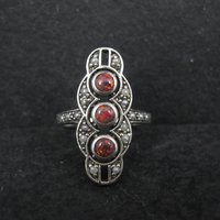 Estate Art Deco Sterling Opal Seed Pearl Ring Size 8
