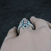 Estate Art Deco Sterling Opal Seed Pearl Ring Size 8
