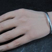 Simple Southwestern 5mm Sterling Cuff Bracelet 6.25" Signed L Mc.