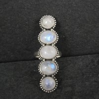 Long Rainbow Moonstone Ring 925 Sterling Silver Adjustable Size 8