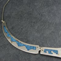 Vintage Mexican Alpaca Inlay Necklace