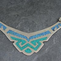 Vintage Mexican Alpaca Inlay Necklace