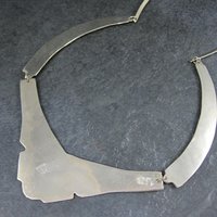 Vintage Mexican Alpaca Inlay Necklace