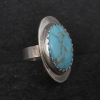 Vintage Navajo Sterling Turquoise Ring Size 6.5