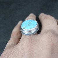 Vintage Navajo Sterling Turquoise Ring Size 6.5